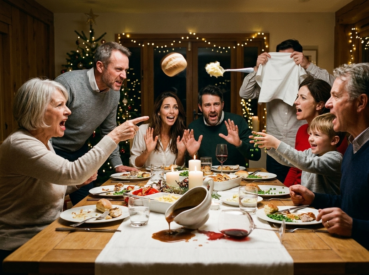 The dinner blows up
